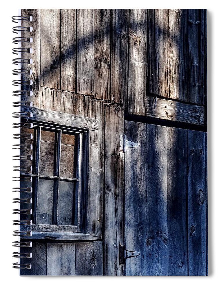  Spiral Notebook featuring the photograph Barn shadows by Kendall McKernon