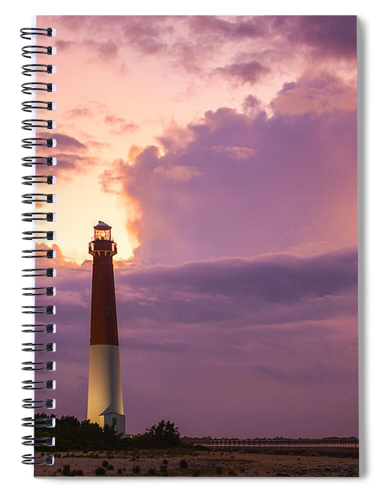 Barnegat Lighthouse Spiral Notebook featuring the photograph Barnegat Lighthouse Stormy Sunset by Michael Ver Sprill