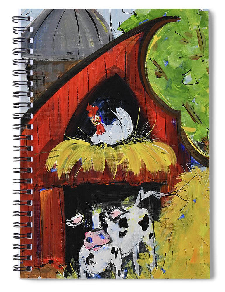 Farm Spiral Notebook featuring the painting Barnyard Whimsy by Terri Einer