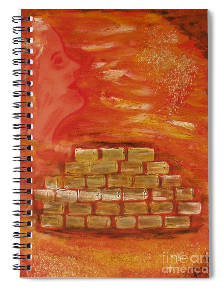 Orange Red Head Spiral Notebook featuring the painting Barrier In Mind by Pilbri Britta Neumaerker