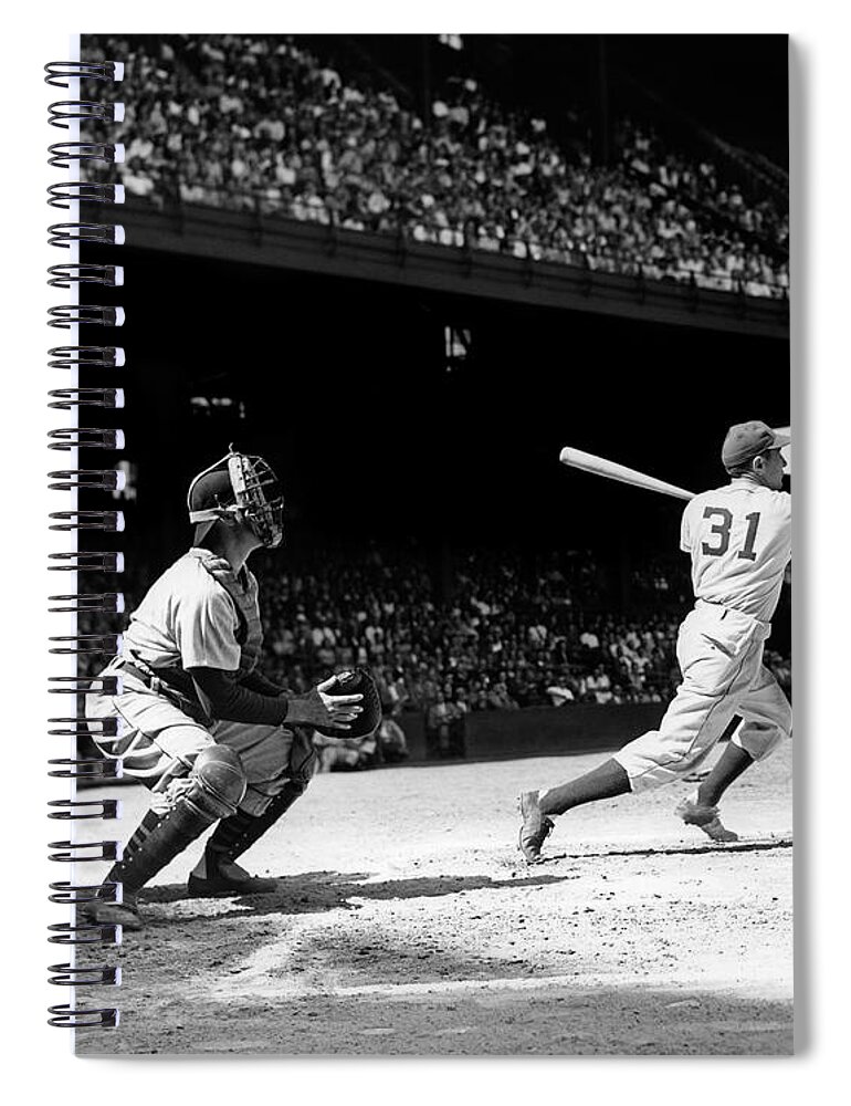 1940s Spiral Notebook featuring the photograph Baseball Game, Shibe Park by H. Armstrong Roberts/ClassicStock