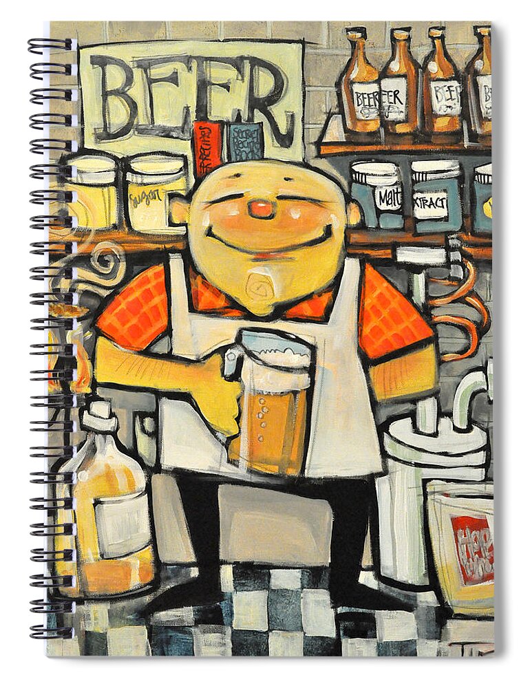Beer. Brewing Spiral Notebook featuring the painting Basement Brewer by Tim Nyberg