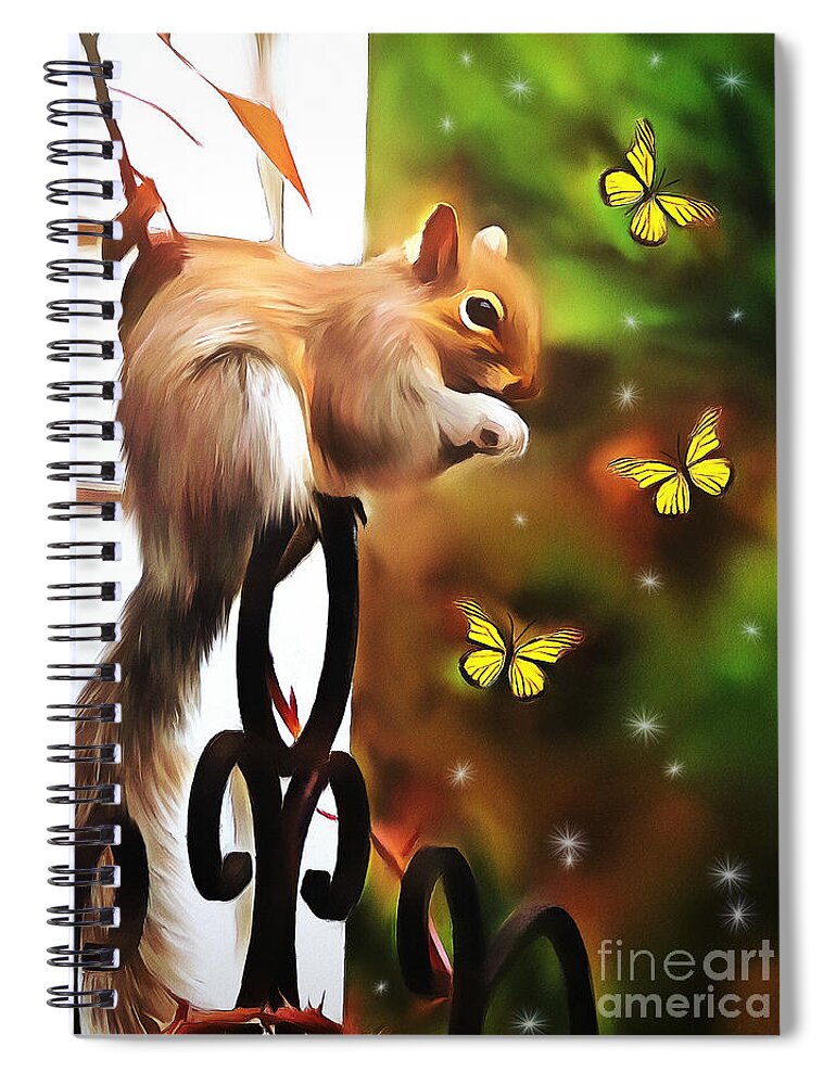 Butterfly Spiral Notebook featuring the digital art Bashful by Tina LeCour