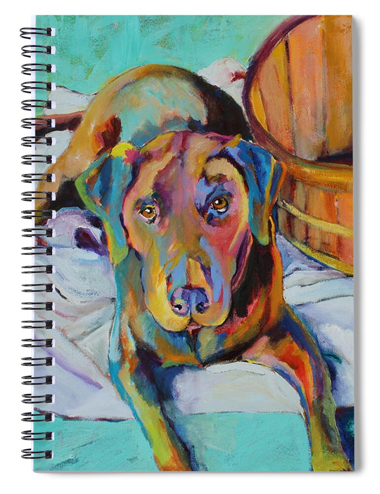 Chocolate Lab Spiral Notebook featuring the painting Basket Retriever by Pat Saunders-White