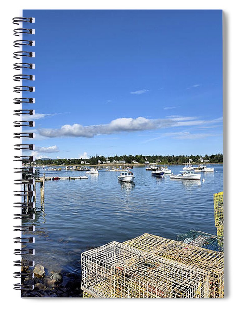 bass Harbor Spiral Notebook featuring the photograph Bass Harbor lobster traps - Maine by Brendan Reals