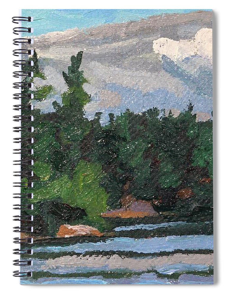 1990 Spiral Notebook featuring the painting Bass Lake Afternoon by Phil Chadwick