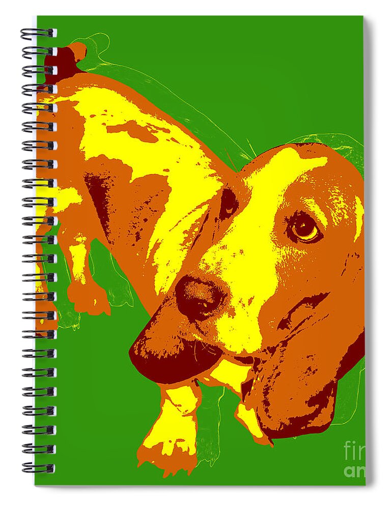 Basset Hound Spiral Notebook featuring the digital art Basset Hound Pop Art by Jean luc Comperat