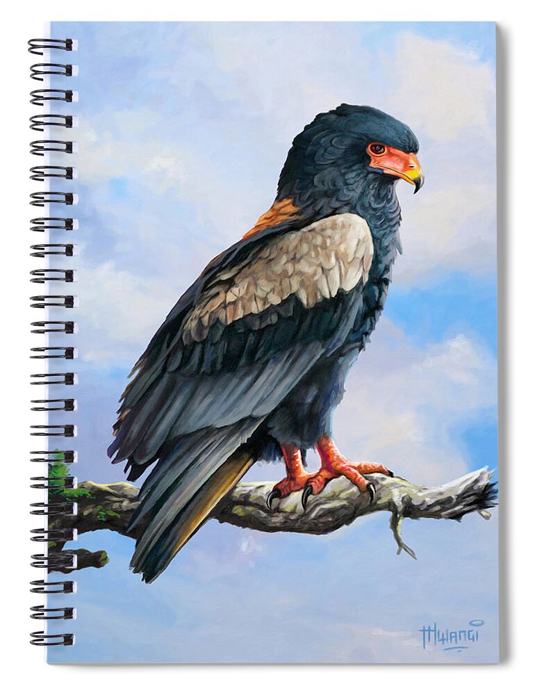 Feathers Spiral Notebook featuring the painting Bateleur Eagle by Anthony Mwangi