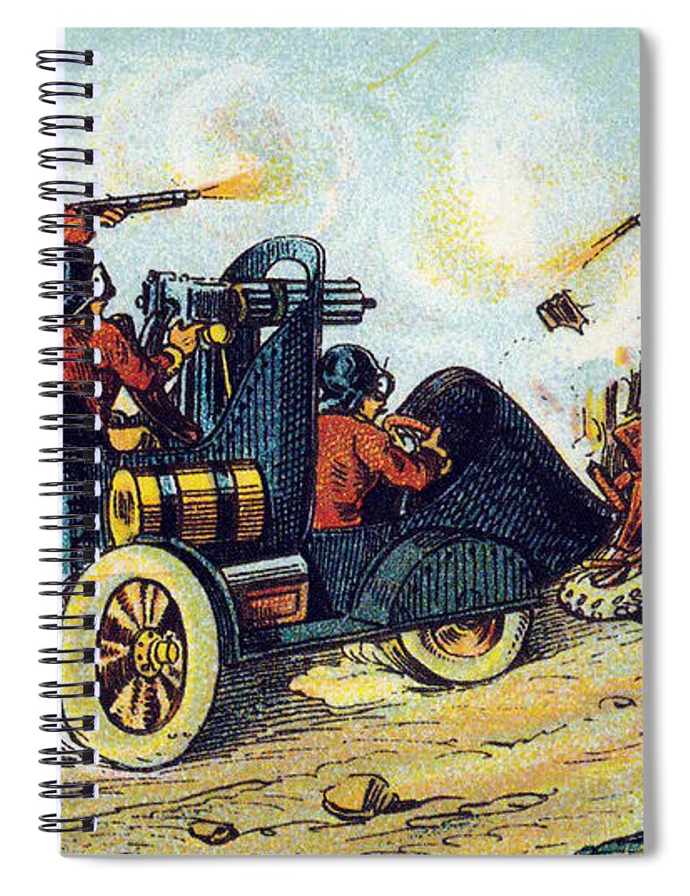 Science Spiral Notebook featuring the photograph Battle Cars, 1900s French Postcard by Science Source