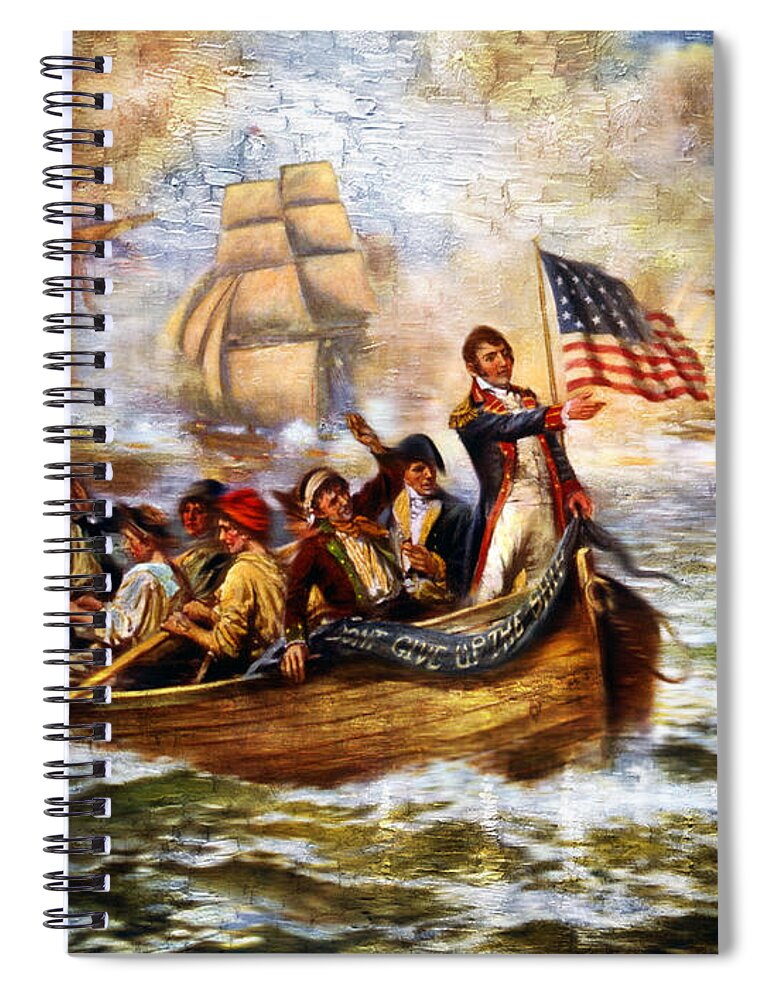 Battle Spiral Notebook featuring the painting Battle of Lake Erie by Carlos Diaz
