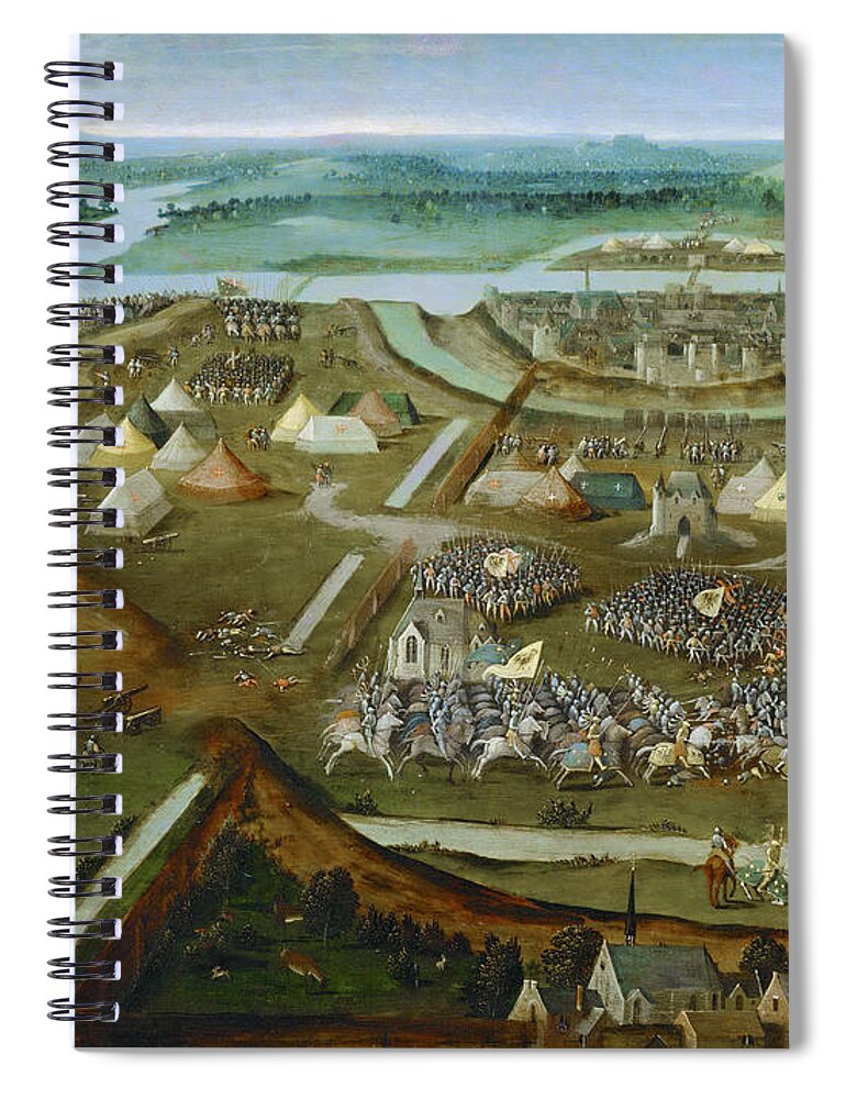Joachim Patinir Spiral Notebook featuring the painting Battle of Pavia by Joachim Patinir