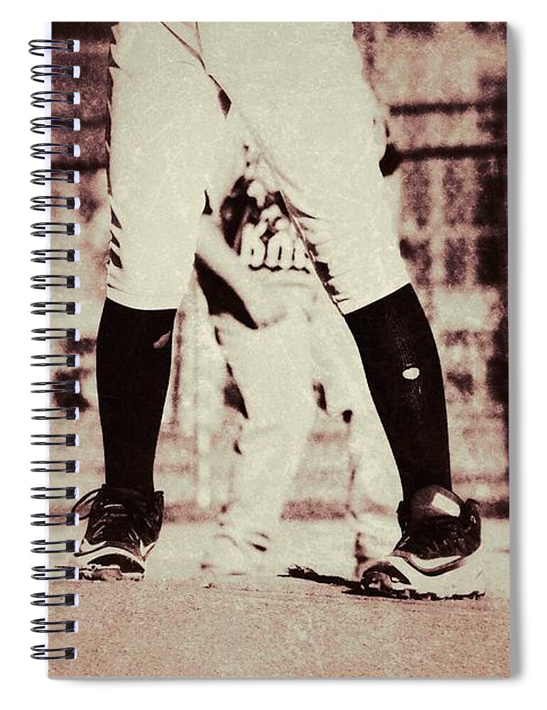Pitcher With Holes In His Socks Spiral Notebook featuring the photograph Battle on the Mound by Leah McPhail