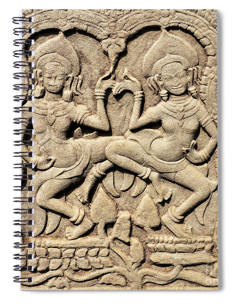 Cambodia Spiral Notebook featuring the photograph Bayon Apsaras 04 by Rick Piper Photography