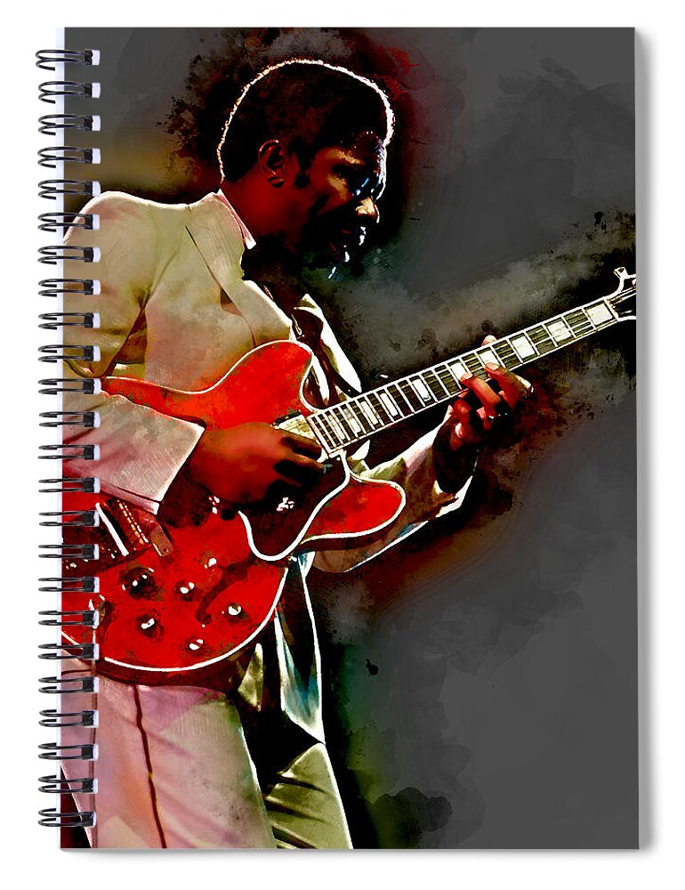 Bb King Spiral Notebook featuring the mixed media BB King by Marvin Blaine