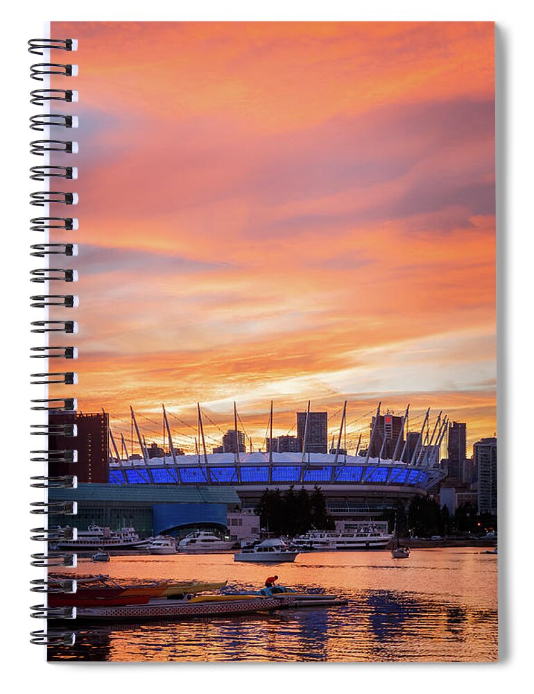 Canada Spiral Notebook featuring the photograph BC Place Stadium at Sunset. Vancouver, BC by Rick Deacon
