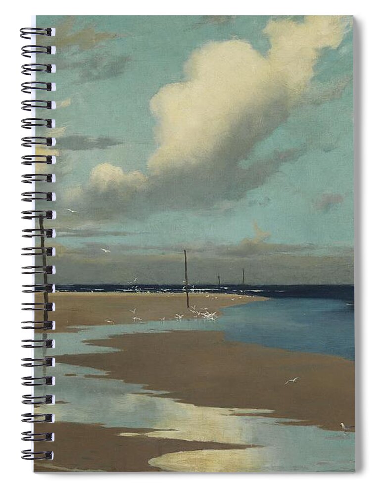 Beach Spiral Notebook featuring the painting Beach at Low Tide by Frederick Milner