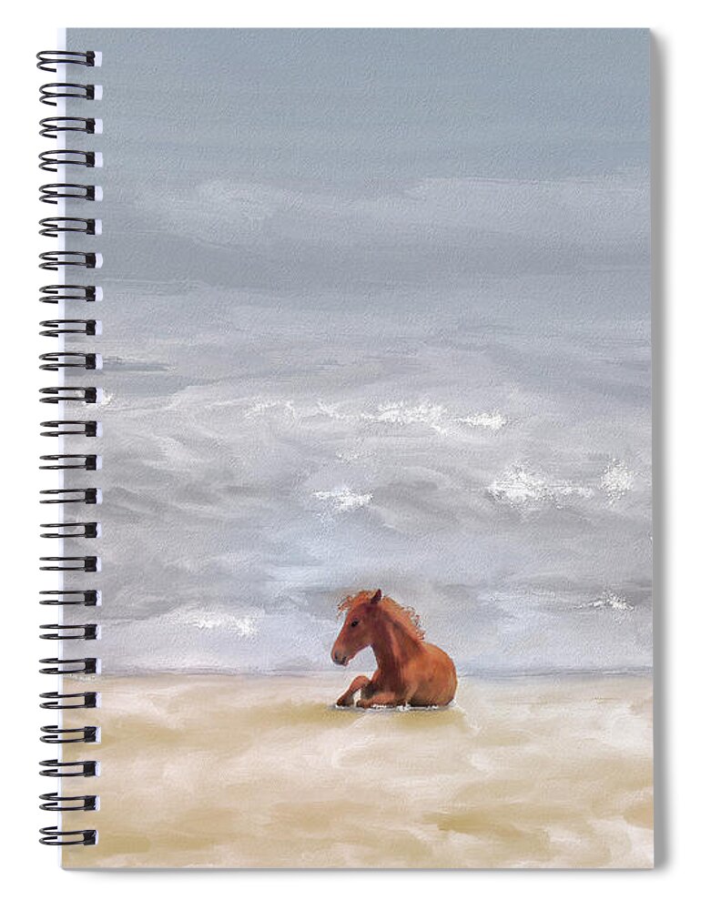 Horse Spiral Notebook featuring the digital art Beach Baby by Lois Bryan