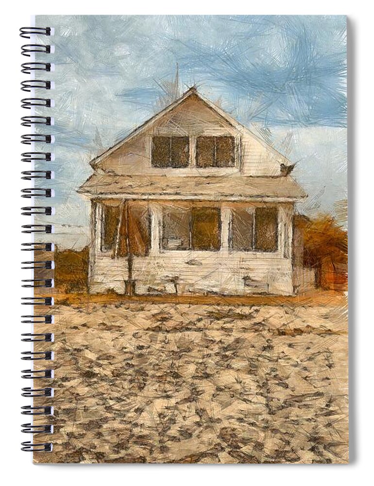 Colored Spiral Notebook featuring the photograph Beach Cottage Pencil by Edward Fielding