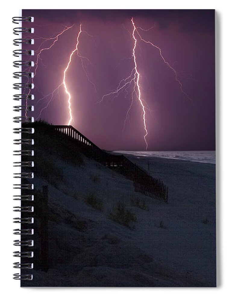Beach Spiral Notebook featuring the photograph Beach Lighting Storm by Randy Steele