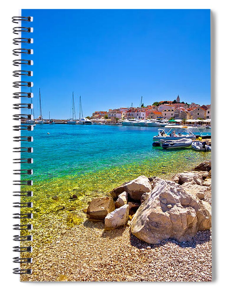 Croatia Spiral Notebook featuring the photograph Beach of Adriatic town Primosten by Brch Photography