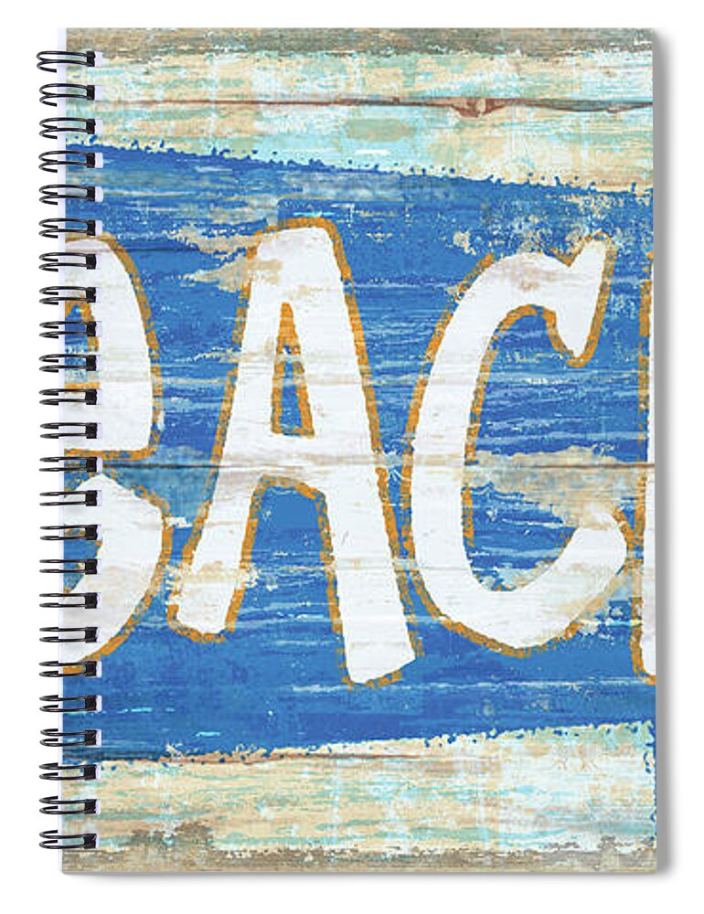Jq Licensing Spiral Notebook featuring the painting Beach Sign by James Piazza