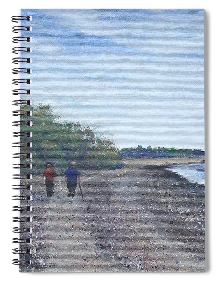 Beach Spiral Notebook featuring the painting Beachcombers by Ruth Kamenev