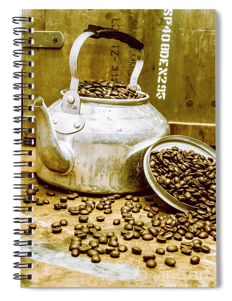 Old Spiral Notebook featuring the photograph Bean shop cafe by Jorgo Photography
