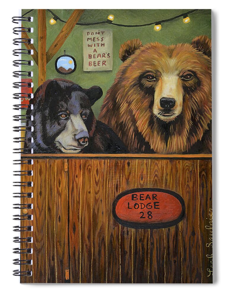 Bear Spiral Notebook featuring the painting Bear Lodge 28 by Leah Saulnier The Painting Maniac