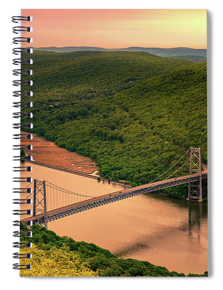 Aerial Spiral Notebook featuring the photograph Bear Mountain Bridge by Mihai Andritoiu