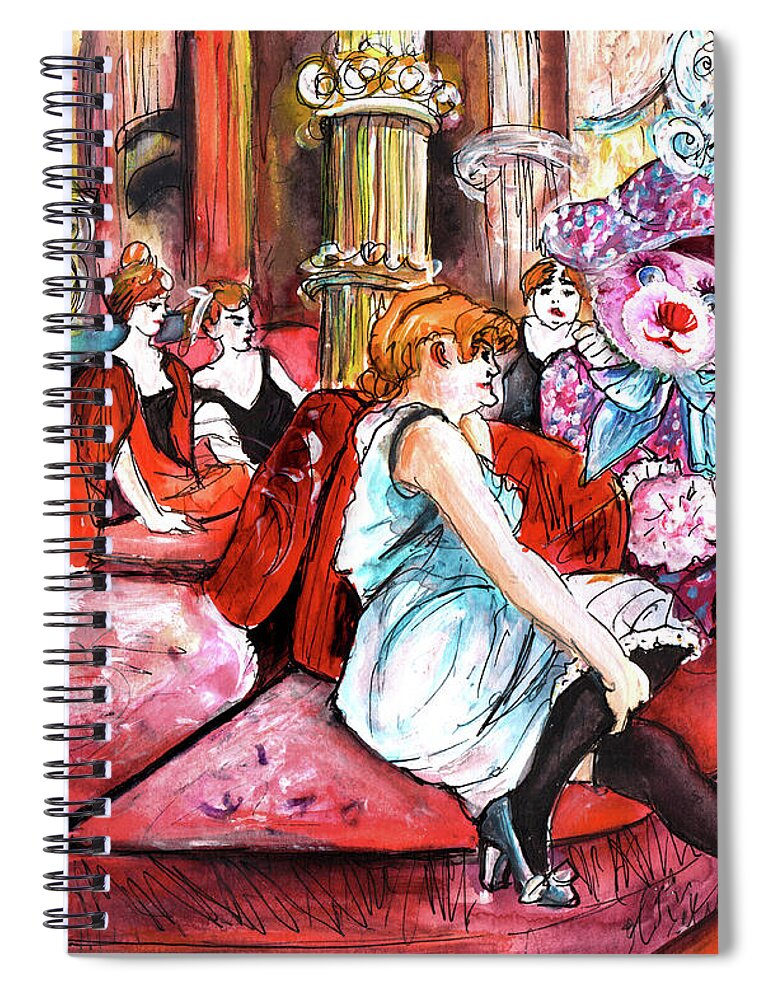 Truffle Mcfurry Spiral Notebook featuring the painting Bearnadette In The Salon Rue Des Moulins In Paris by Miki De Goodaboom