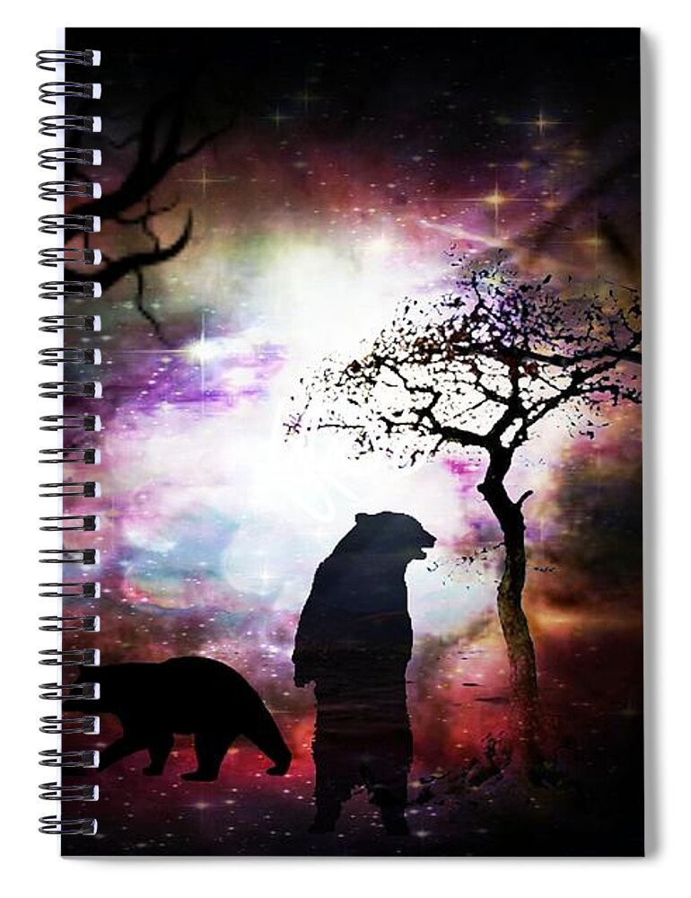 Bears Night Out Spiral Notebook featuring the digital art Bears Night Out by Maria Urso