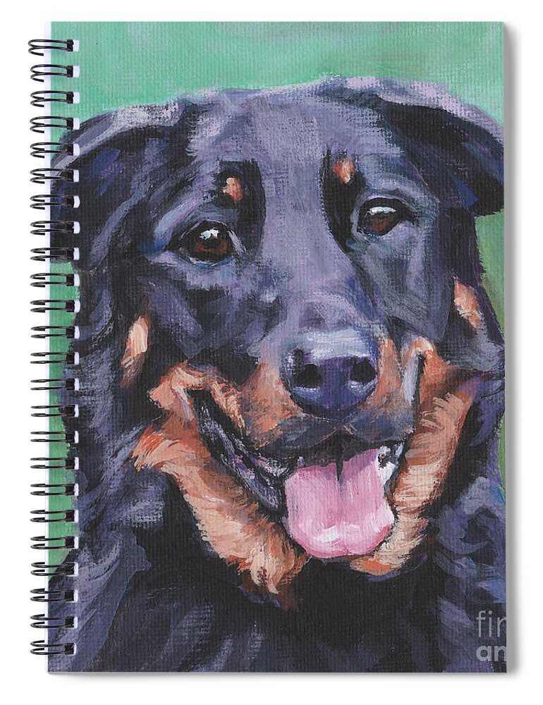 Beauceron Portrait Spiral Notebook featuring the painting Beauceron Portrait by Lee Ann Shepard