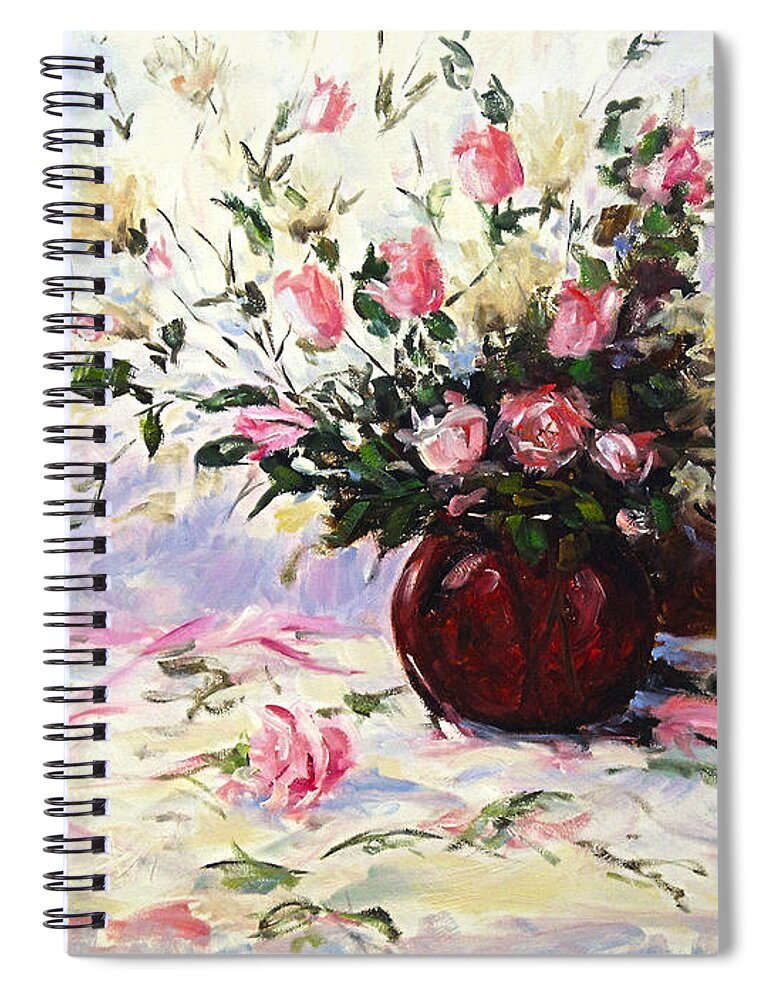  Floral Spiral Notebook featuring the painting Beautiful Bouquet of roses by Richard T Pranke
