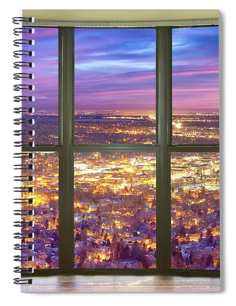 City Lights Spiral Notebook featuring the photograph Beautiful City Lights Bay Window View by James BO Insogna