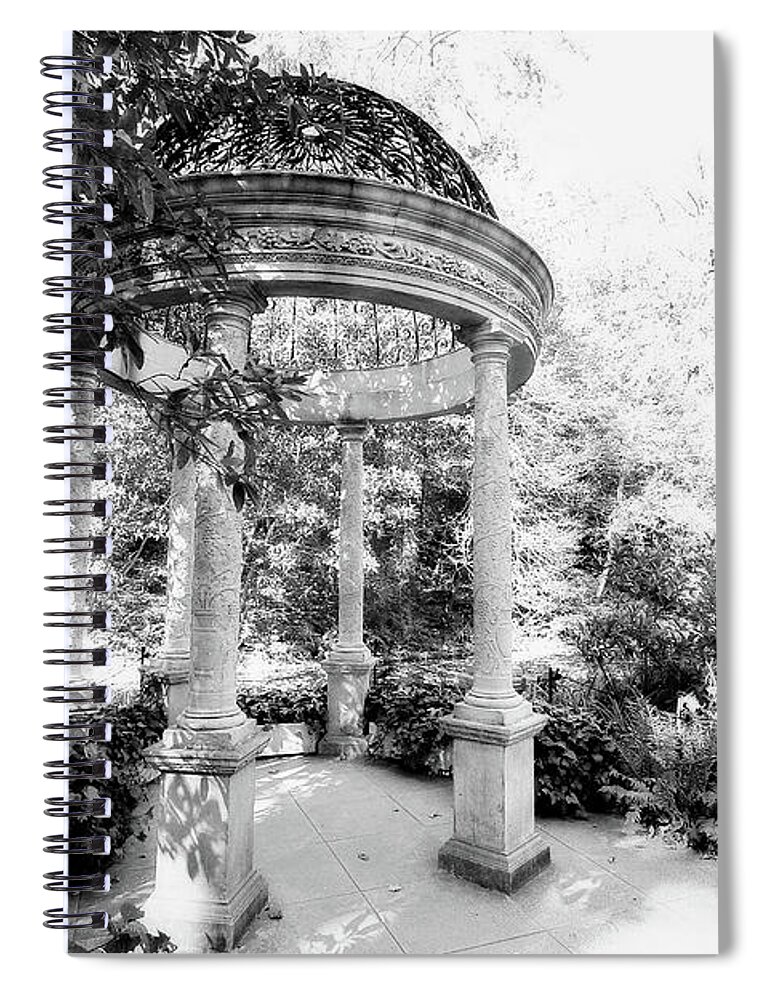 Gazebo Spiral Notebook featuring the photograph Beautiful Gazebo in Black and White by Trina Ansel