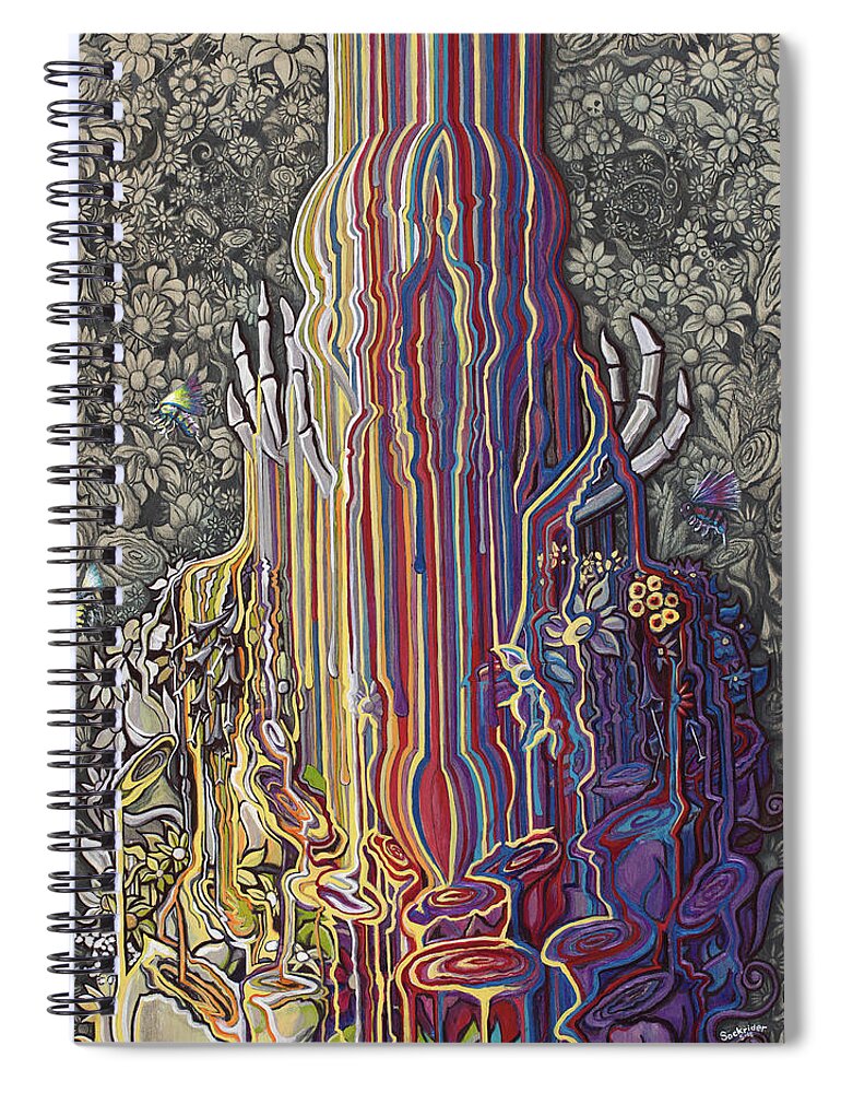 Skull Spiral Notebook featuring the painting Beautiful Meltdown by David Sockrider