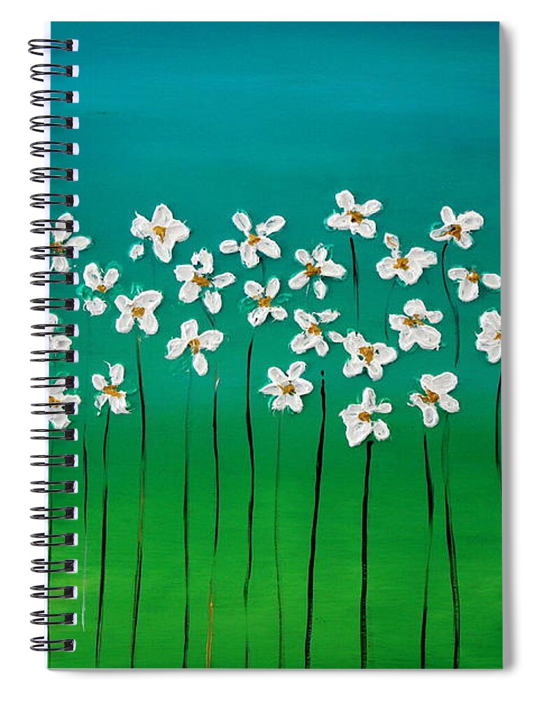 Flowers Spiral Notebook featuring the painting Beauty In Blue by Preethi Mathialagan