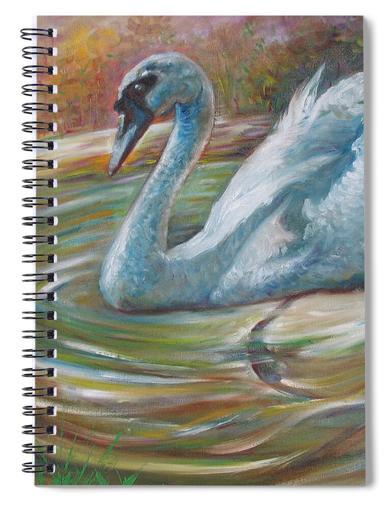 Swan Spiral Notebook featuring the painting Beauty in The Battle by Sukalya Chearanantana
