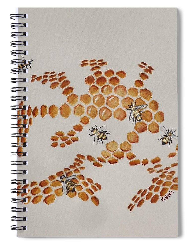 Bee Spiral Notebook featuring the painting Bee Hive # 4 by Katherine Young-Beck