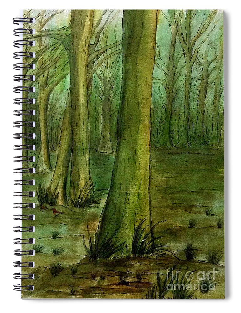 Beech Trees Spiral Notebook featuring the painting Beech Woods by Joan-Violet Stretch