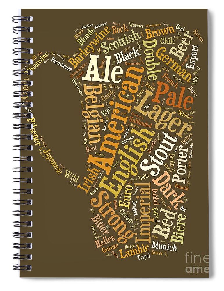 Beer Spiral Notebook featuring the digital art Beer Lovers Tee by Edward Fielding