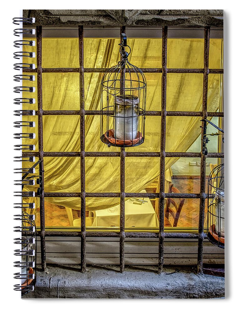Cortona Spiral Notebook featuring the photograph Behind the Curtain by Georgette Grossman