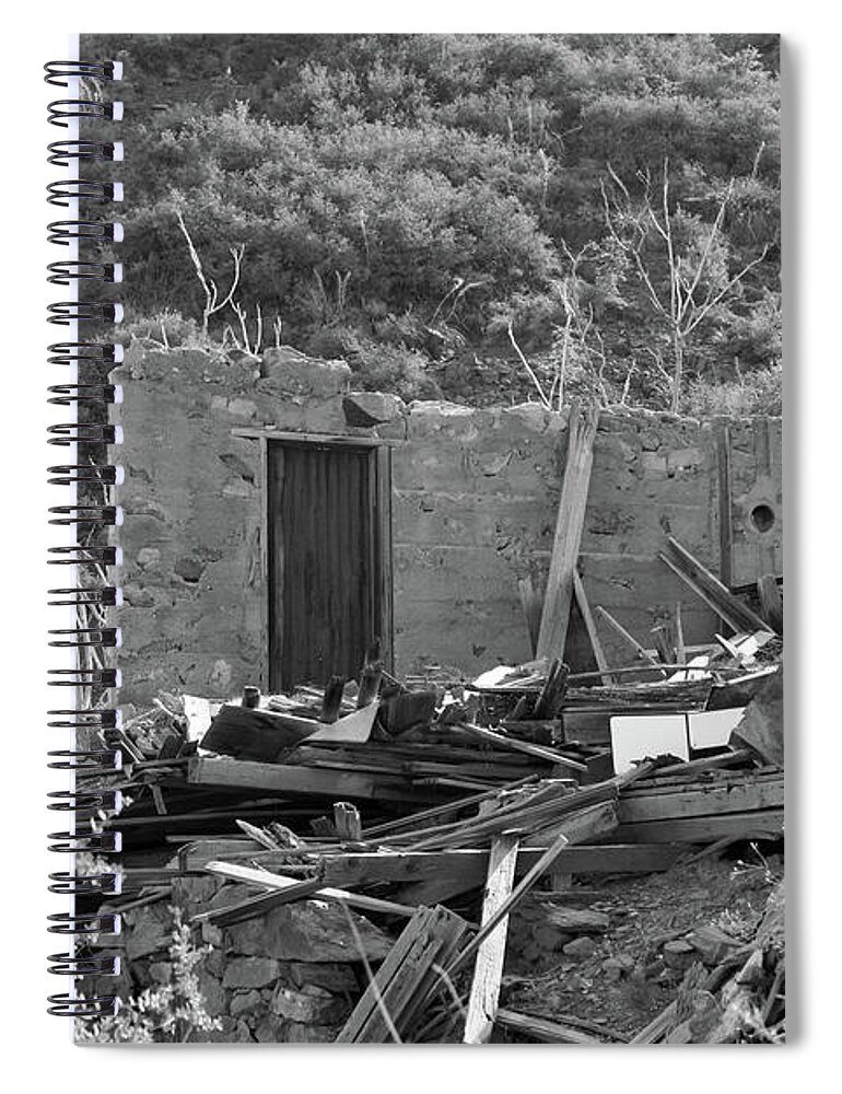 Black And White Spiral Notebook featuring the photograph Behind the Door by Kelly Holm