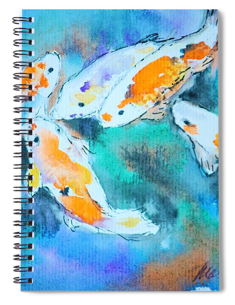 Koi Spiral Notebook featuring the painting Being Koi by Marcia Breznay