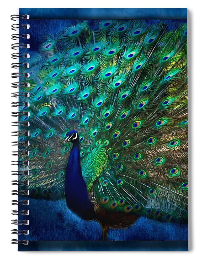 Being Yourself Spiral Notebook featuring the painting Being Yourself - Peacock Art by Jordan Blackstone