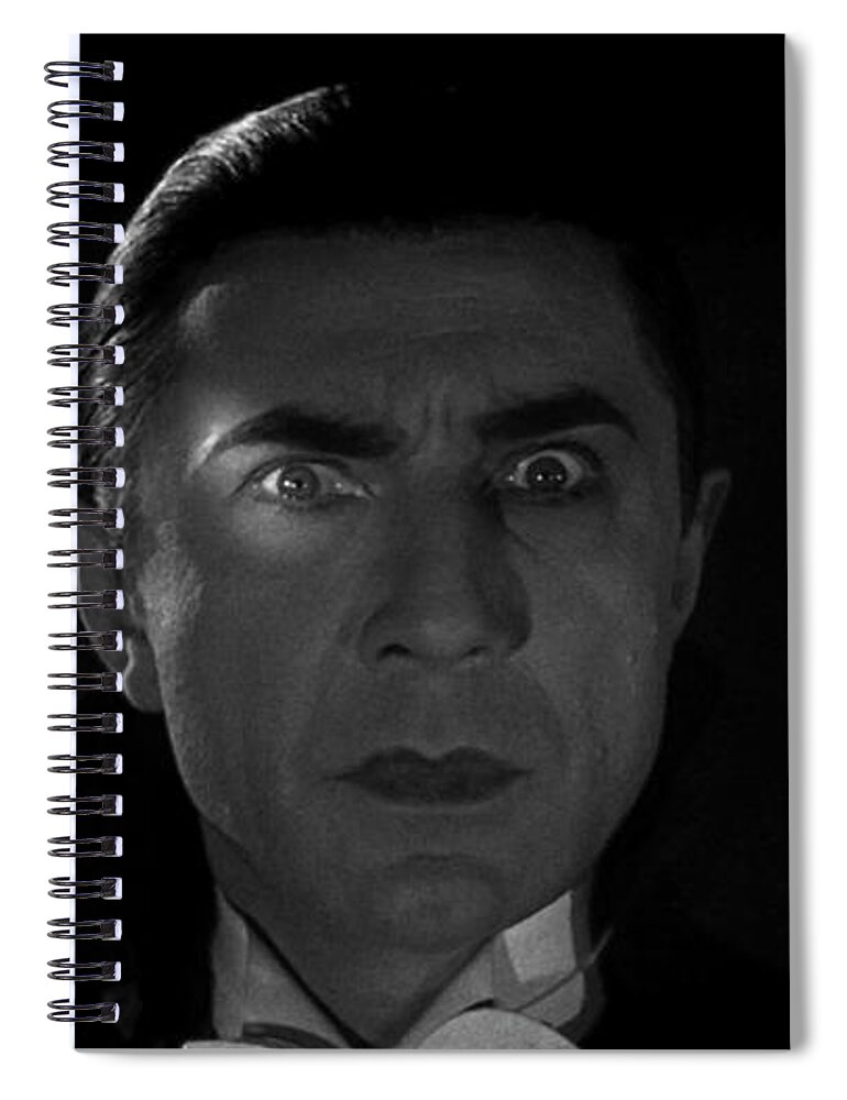 Bela Lugosi Spiral Notebook featuring the photograph Bela Lugosi Dracula 1931 and his piercing eyes by Vintage Collectables