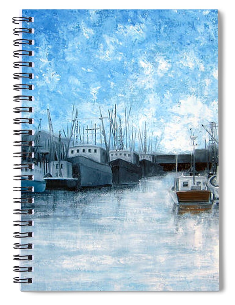 Seascape Spiral Notebook featuring the painting Belford NJ by Leonardo Ruggieri