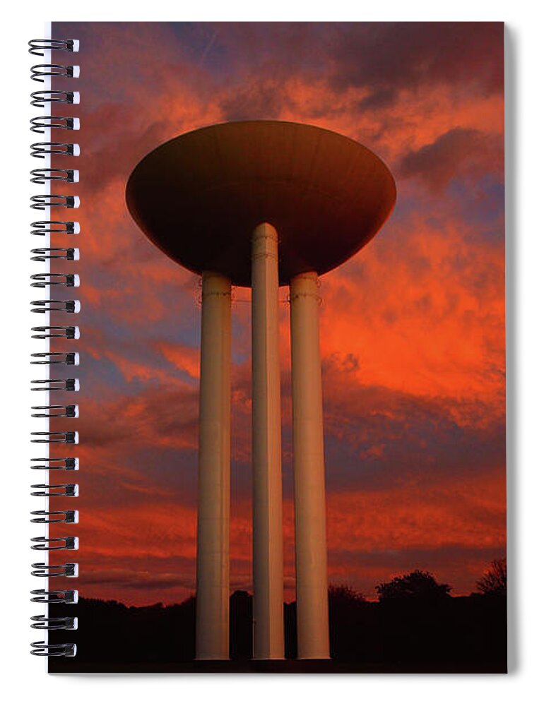 Bell Works Spiral Notebook featuring the photograph Bell Works Transistor Water Tower by Raymond Salani III