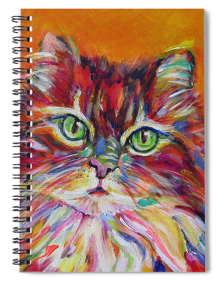 Animal Spiral Notebook featuring the painting Fat Cat by Karin McCombe Jones
