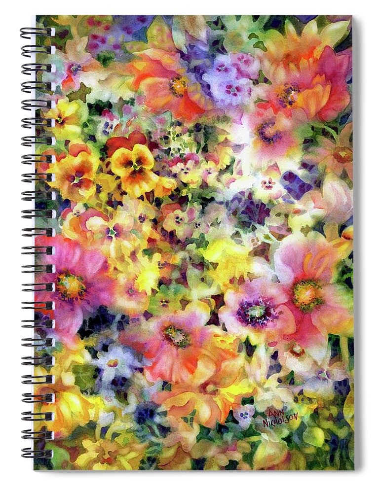 Watercolor Spiral Notebook featuring the painting Belle Fleurs I by Ann Nicholson